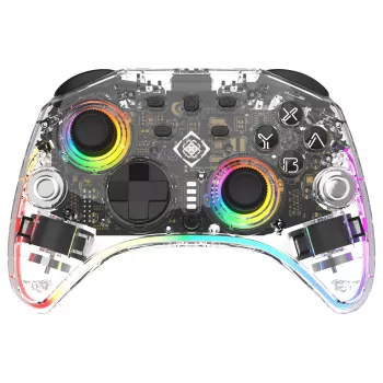 Gamepad Deltaco Gaming GAM-198-T διαφανές Bluetooth/USB USB-C για Nintendo Switch, Switch 2, Switch OLED, Android, PC