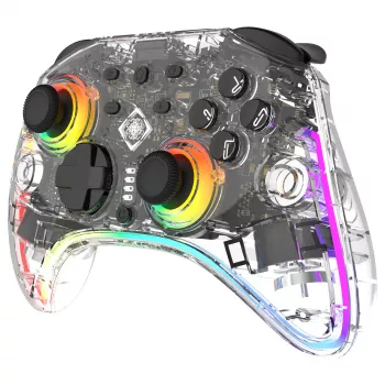 Gamepad Deltaco Gaming GAM-198-T διαφανές Bluetooth/USB USB-C για Nintendo Switch, Switch 2, Switch OLED, Android, PC