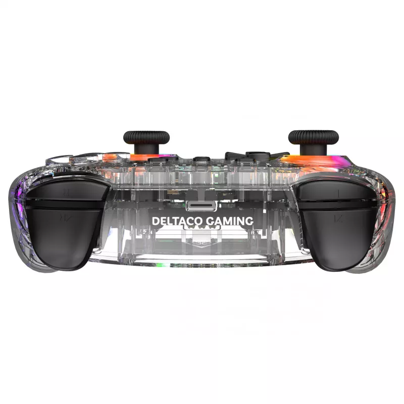 Gamepad Deltaco Gaming GAM-198-T διαφανές Bluetooth/USB USB-C για Nintendo Switch, Switch 2, Switch OLED, Android, PC