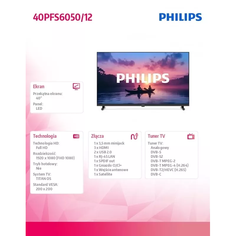 Philips 40PFS6050/12 40 ιντσών Full-HD LED Smart TV με Titan OS