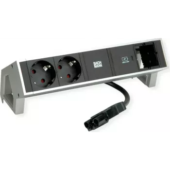 Bachmann 902.905 DESK2 INOX πολύπριζο, 2x Schuko, 1x USB-C 30 W