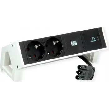 Bachmann 902.933 DESK2 πολύπριζο, λευκό, 2x Schuko, 1x USB-C 30 W