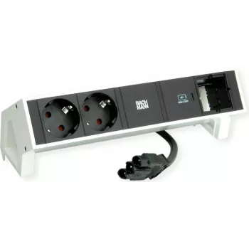 Bachmann 902.936 DESK2 πολύπριζο, λευκό (RAL9010), 2x Schuko, 1x USB-C 30 W