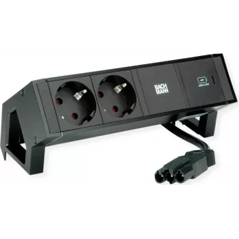 Bachmann 902.963 DESK2 πολύπριζο, μαύρο (RAL9005), 2x Schuko, 1x USB-C 30 W