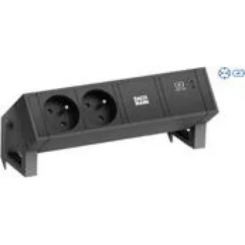 Bachmann 902.964 DESK2 πολύπριζο, μαύρο (RAL9005), 2x Schuko, 1x USB-C 60 W