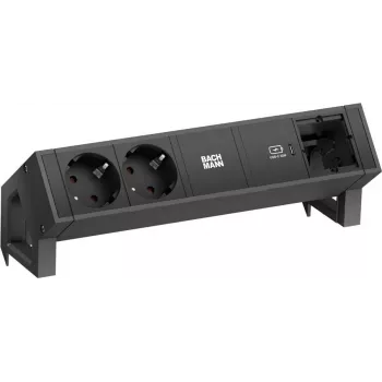 Bachmann DESK 2 πολύπριζο, 2x Schuko, 1x USB-C 30W, μαύρο