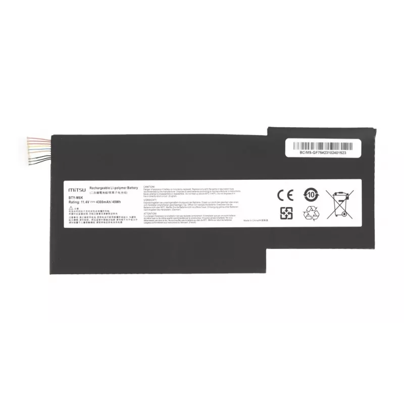 Μπαταρία MITSU BTY-M6K MS-17B4 11,4V 4300mAh (49Wh) για φορητούς MSI