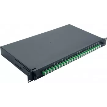 Helos 375555 19 inch Κουτί συγκόλλησης οπτικών ινών, 24x LC/APC Duplex OS2, έτοιμο για συγκόλληση, μαύρο