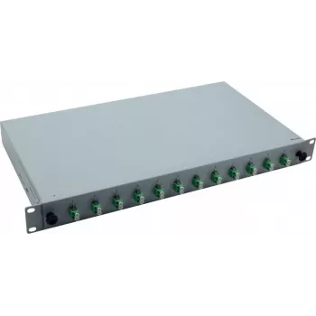 Helos 375552 19 inch Κουτί συγκόλλησης οπτικών ινών, 12x LC/APC Duplex OS2, έτοιμο για συγκόλληση, γκρι