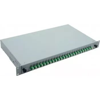 Helos 375554 19 inch Κουτί συγκόλλησης οπτικών ινών, 24x LC/APC Duplex OS2, έτοιμο για συγκόλληση, γκρι