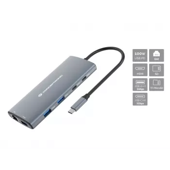 CONCEPTRONIC 10-1 Dock USB-C->HDMI/2xUSB-C/3xUSB-A/+ 20cm γκρι