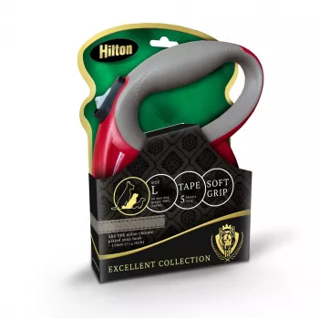 Αυτόματο λουρί σκύλου Hilton Smart Dog Tape L — 5 m, για σκύλους έως 30 kg, βυσσινί-γκρι