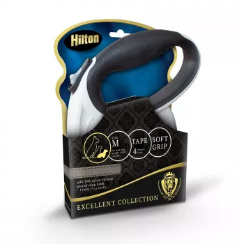 Αυτόματο λουρί σκύλου Hilton Smart Dog Tape M — 4 m, για σκύλους έως 20 kg, λευκό-μαύρο