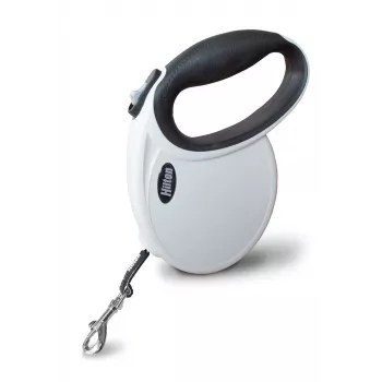 Αυτόματο λουρί σκύλου Hilton Smart Dog Tape M — 4 m, για σκύλους έως 20 kg, λευκό-μαύρο