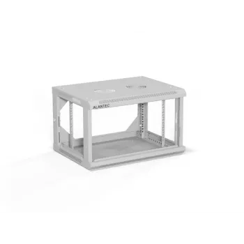 Επιτοίχιο rack 19 ιντσών A-LAN ALANTEC 6U 600x450 mm, χάλυβας, πόρτα από σκληρυμένο γυαλί, κλειδωνόμενο, γκρι