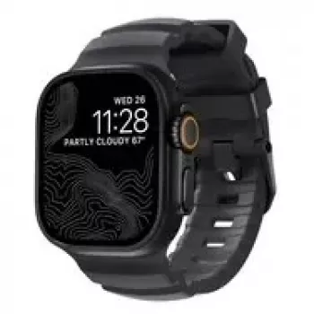 NOMAD Rocky Point Band - λουράκι για Apple Watch 46mm/49mm με FKM και τιτάνιο (Storm, μαύρα εξαρτήματα)