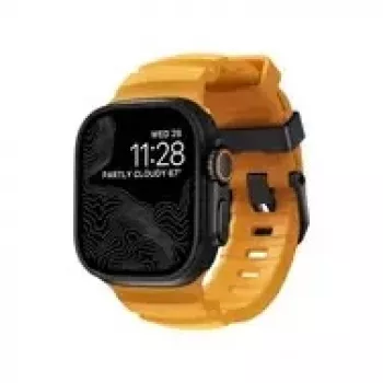 NOMAD Rocky Point Band – λουράκι για Apple Watch 46 mm/49 mm με FKM και τιτάνιο (Sol, μαύρα εξαρτήματα)
