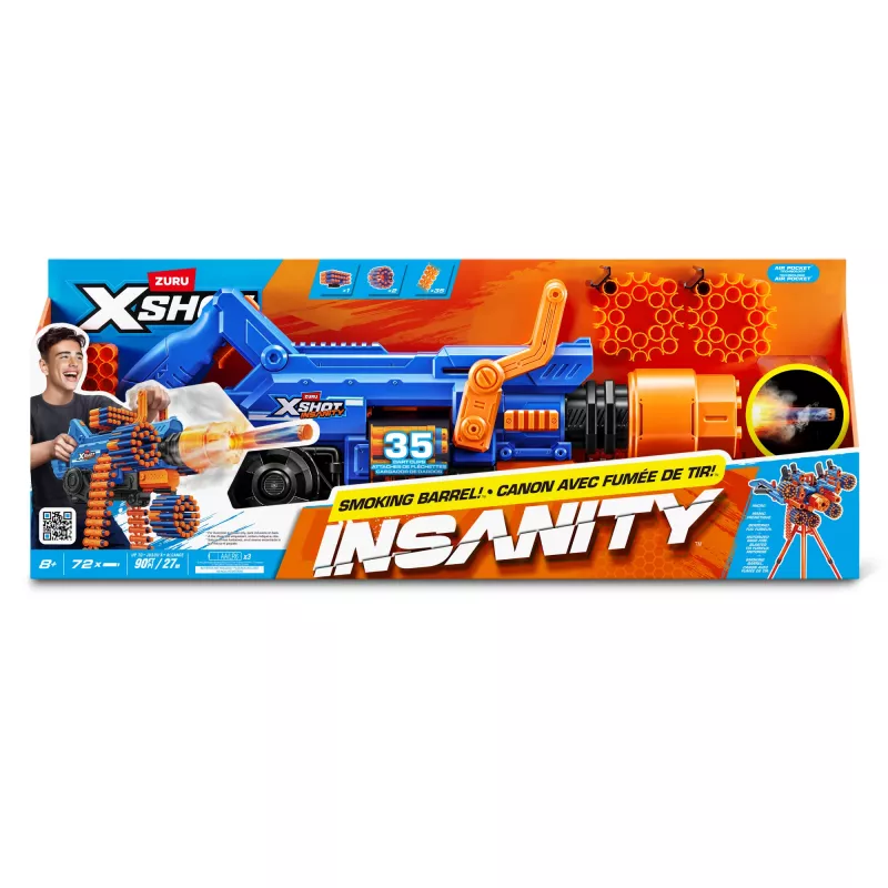 ZURU XSHOT Insanity Smoking Barrel Blaster, παιχνίδι-blaster, 8 έτος(-η)