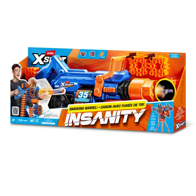 ZURU XSHOT Insanity Smoking Barrel Blaster, παιχνίδι-blaster, 8 έτος(-η)