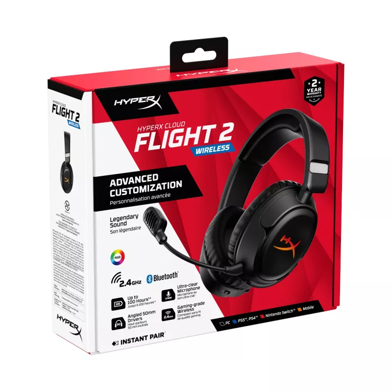 Ασύρματο gaming headset HyperX Cloud Flight 2 — over-ear, μαύρο