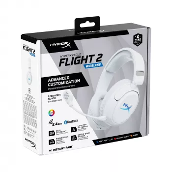 Ασύρματο gaming headset KINGSTON HyperX Cloud Flight 2 με USB-C και Bluetooth, λευκό