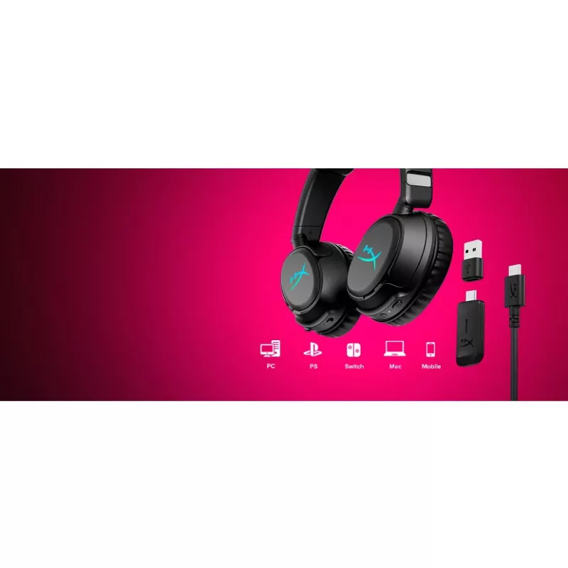 Ασύρματο gaming headset KINGSTON HyperX Cloud Flight 2 με USB-C και Bluetooth, λευκό