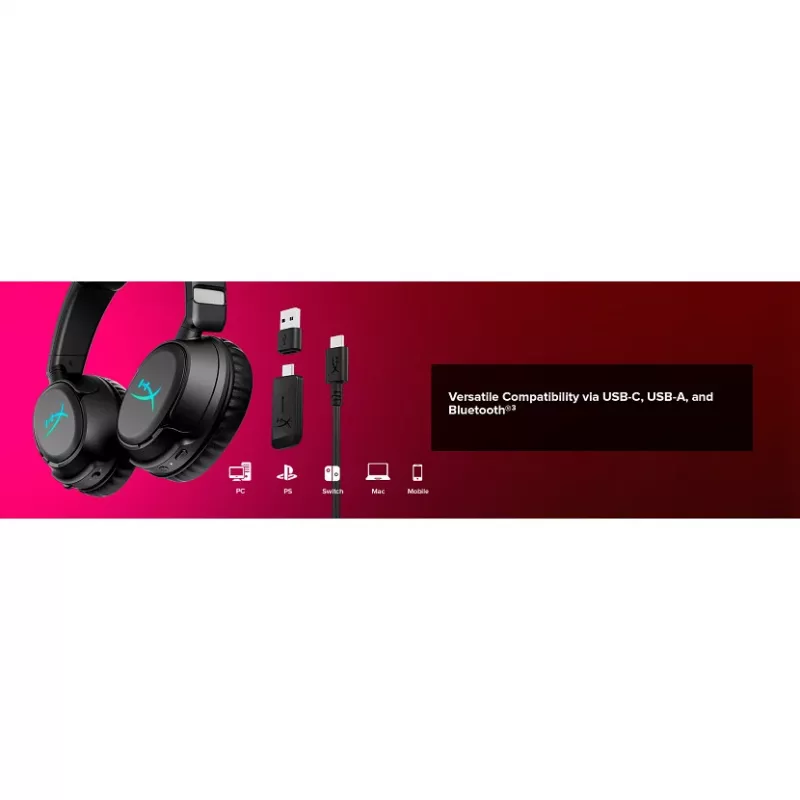 Ασύρματο gaming headset KINGSTON HyperX Cloud Flight 2 με USB-C και Bluetooth, λευκό