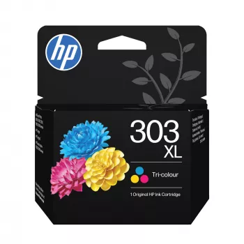 HP 303XL High Yield Tri-Color Γνήσιο μελανοδοχείο, Υψηλής απόδοσης, Cyan, Magenta, Κίτρινο, Μελάνι με βάση βαφής, 1 τεμ., 415 σελίδες, Ατομική συσκευασία