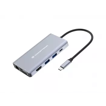 Conceptronic DONN20G 10-in-1 USB 3.2 Gen 1 Σταθμός σύνδεσης, HDMI, VGA, USB-A 5 Gbit/s, USB-C 5 Gbit/s, SD, TF/MicroSD, Ήχος, GbE LAN, 100 W USB PD