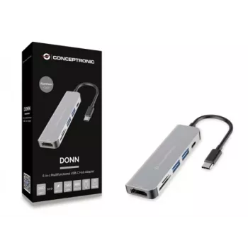 Conceptronic DONN02G Σταθμός σύνδεσης φορητού υπολογιστή/Αντιγραφέας θυρών USB 3.2 Gen 1 (3.1 Gen 1) Type-C Αλουμίνιο