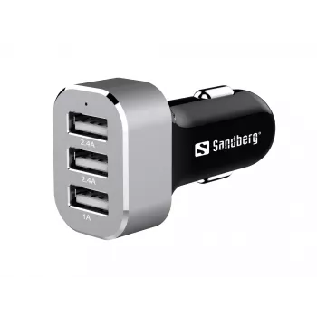 Sandberg Multi Car Charger 3xUSB, αυτοκίνητο, αναπτήρας, USB, 5 V, μαύρο, ασημί