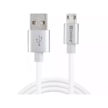 Sandberg καλώδιο MicroUSB Reversible 1m, 1 m, USB A, Micro-USB A, ασημί, λευκό