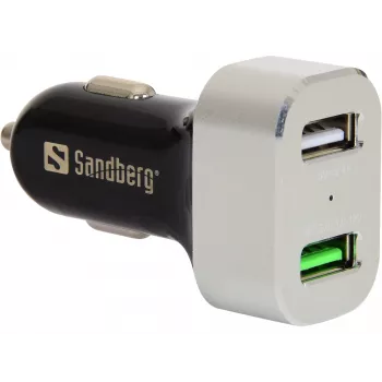 Sandberg φορτιστής αυτοκινήτου 1xQC 3.0+1xUSB2.4A, αυτοκίνητο, αναπτήρας, 12 V, αλουμίνιο, μαύρο