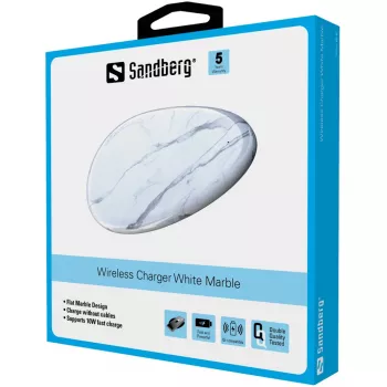 Sandberg Wireless Charger White Marble, USB, ασύρματη φόρτιση, PowerIQ, 1 m, μαύρο, λευκό