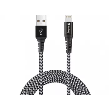 Sandberg καλώδιο Survivor Lightning 2 m, 2 m, Lightning, USB A, αρσενικό, αρσενικό, μαύρο, γκρι