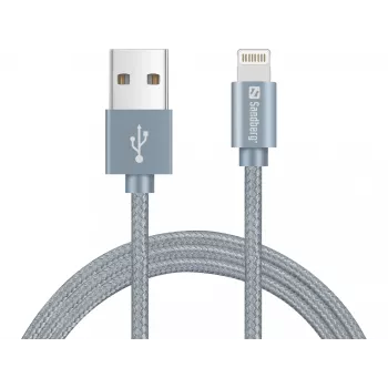 Sandberg Excellence Lightning γκρι 1m, 1 m, Lightning, USB A, γκρι, ευθύ, ευθύ