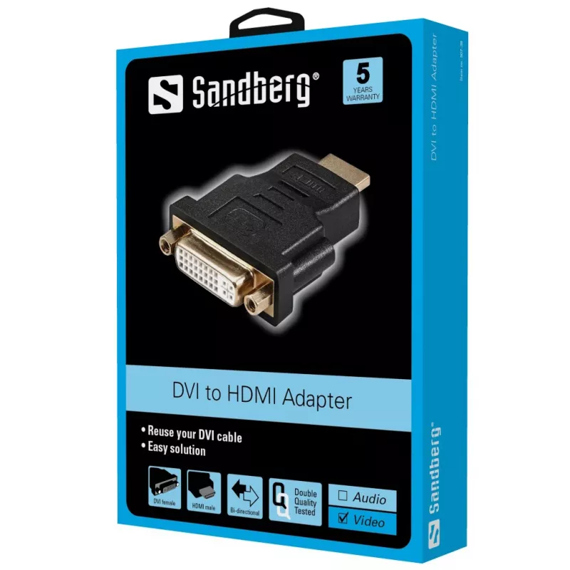 Sandberg προσαρμογέας DVI θηλυκό - HDMI αρσενικό, HDMI, DVI, μαύρο