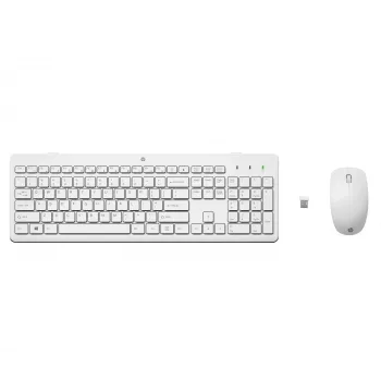 HP 230 Ασύρματο σετ πληκτρολογίου και ποντικιού, Full-Size, Μεμβράνης, Λευκό