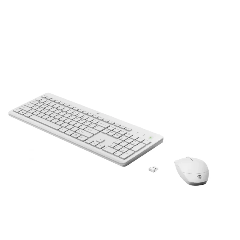 HP 230 Ασύρματο σετ πληκτρολογίου και ποντικιού, Full-Size, Μεμβράνης, Λευκό