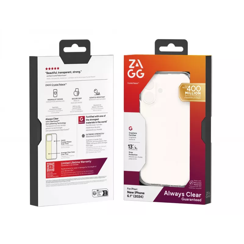 ZAGG Cases Crystal Palace Apple iPhone 16 Clear, θήκη, Apple, iPhone 16, 15,5 cm (6,1 inch), διαφανές