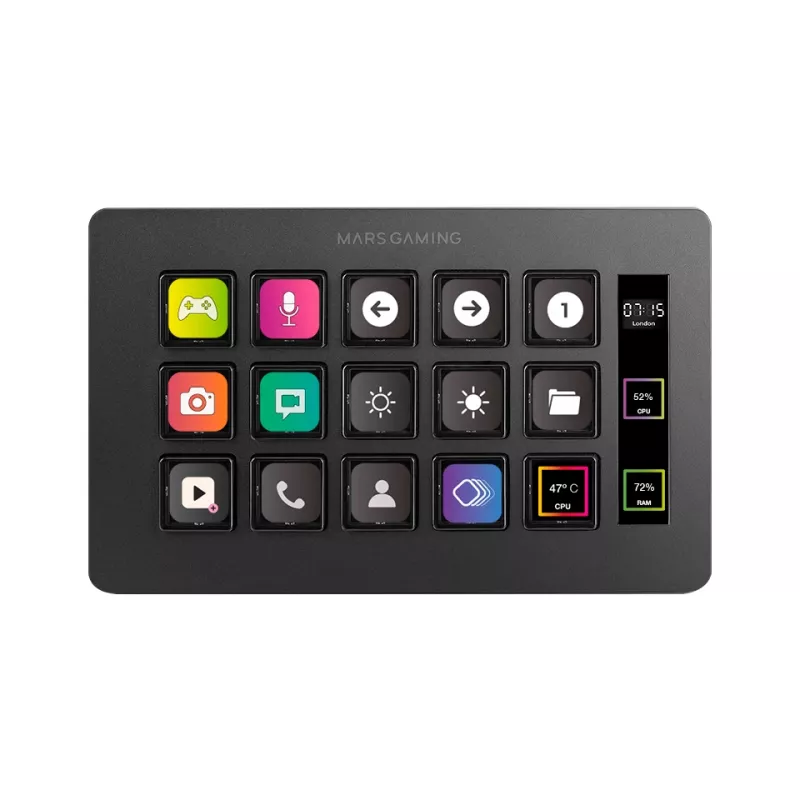 Mars Gaming Control Deck λεπτό MSD-ONE, μαύρο, 15 πλήκτρα, αφή, 132 mm, 81 mm, 61 mm