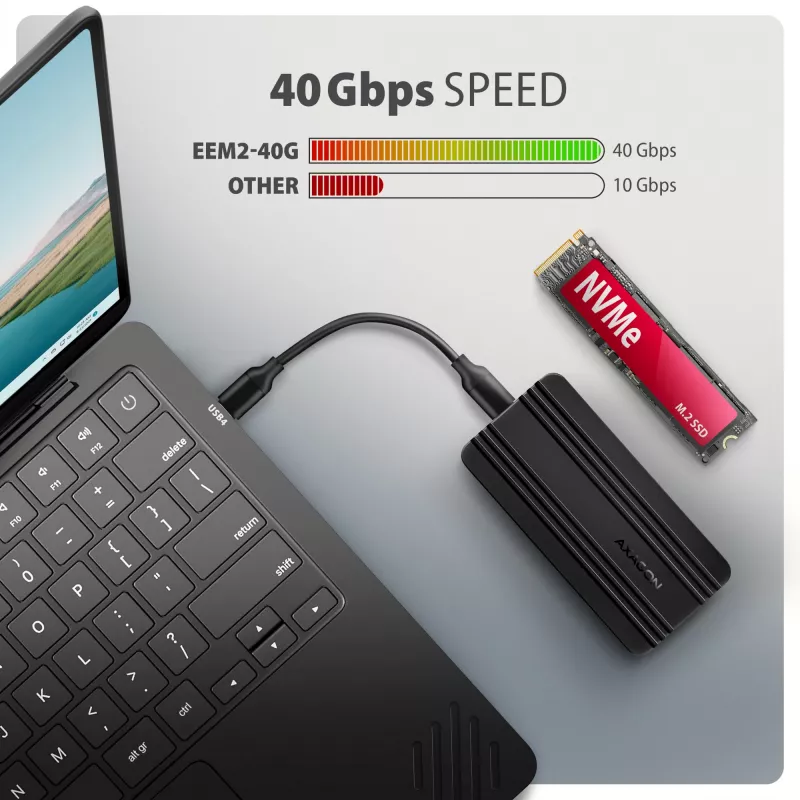 Axagon EEM2-40G θήκη USB-C 40Gbps M.2 NVMe SSD, ARMORED αλουμίνιο