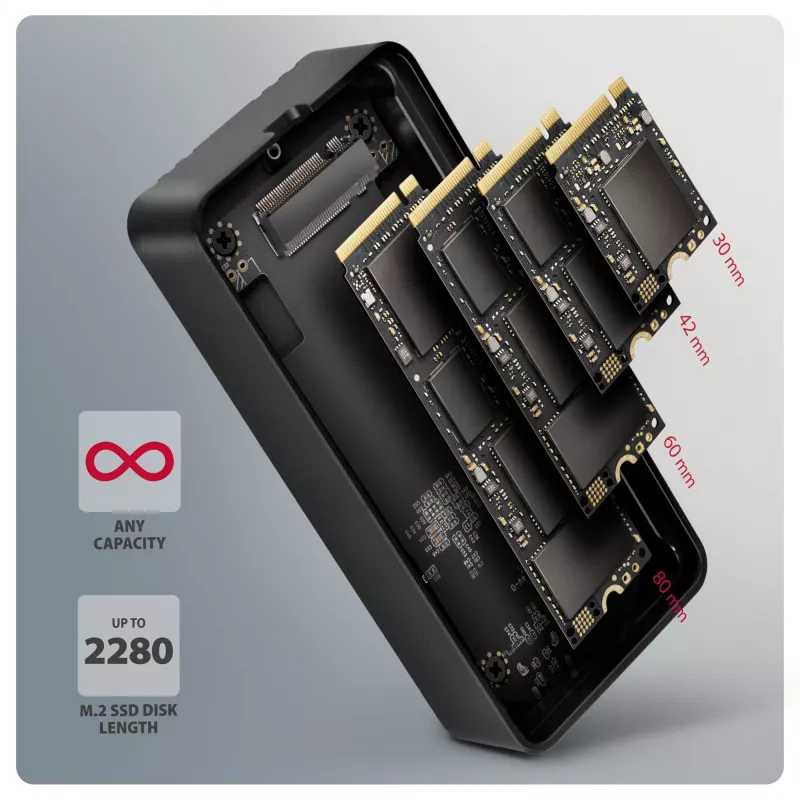 Axagon EEM2-40G θήκη USB-C 40Gbps M.2 NVMe SSD, ARMORED αλουμίνιο