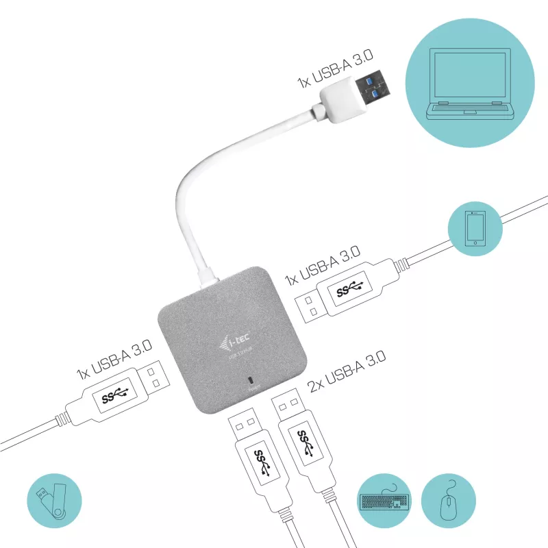 i-tec μεταλλικό USB 3.0 παθητικό HUB 4 θυρών