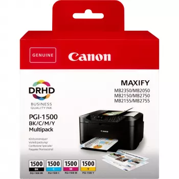 Canon PGI-1500 BK/C/M/Y μελανοδοχεία πολυσυσκευασία, μαύρο, κυανό, ματζέντα, κίτρινο, μελάνι με βάση pigment, μελάνι με βάση pigment, 12,4 ml, πολυσυσκευασία