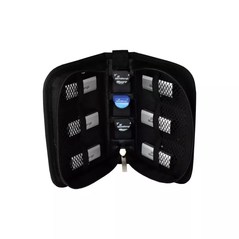 Θήκη καρτών μνήμης MediaRange BOX98 για 3 κάρτες νάιλον μαύρο