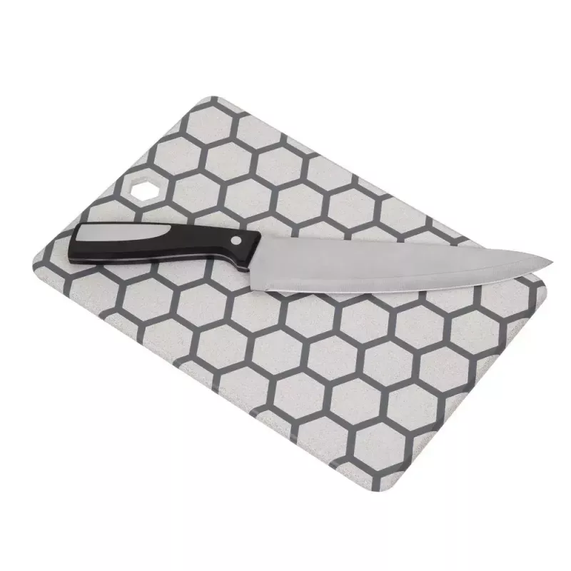 Resto Kitchenware 95402 Ορθογώνια πλαστική σανίδα κοπής γκρι λευκή