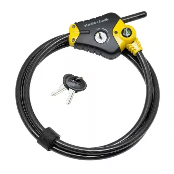 Ρυθμιζόμενο καλώδιο ασφαλείας Python MASTER LOCK 1,8 m x 10 mm μαύρο κίτρινο