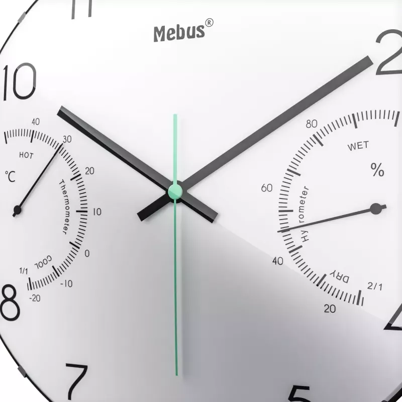 Ρολόι quartz Mebus 16106 στρογγυλό μαύρο λευκό
