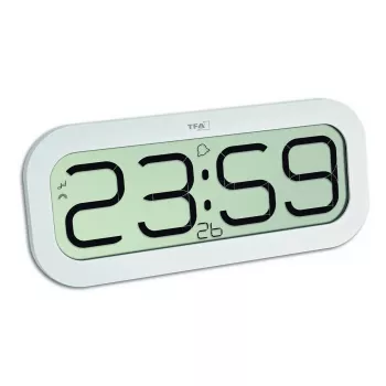 Ψηφιακό ρολόι TFA-Dostmann 60.4514 οβάλ λευκό LCD 321mm